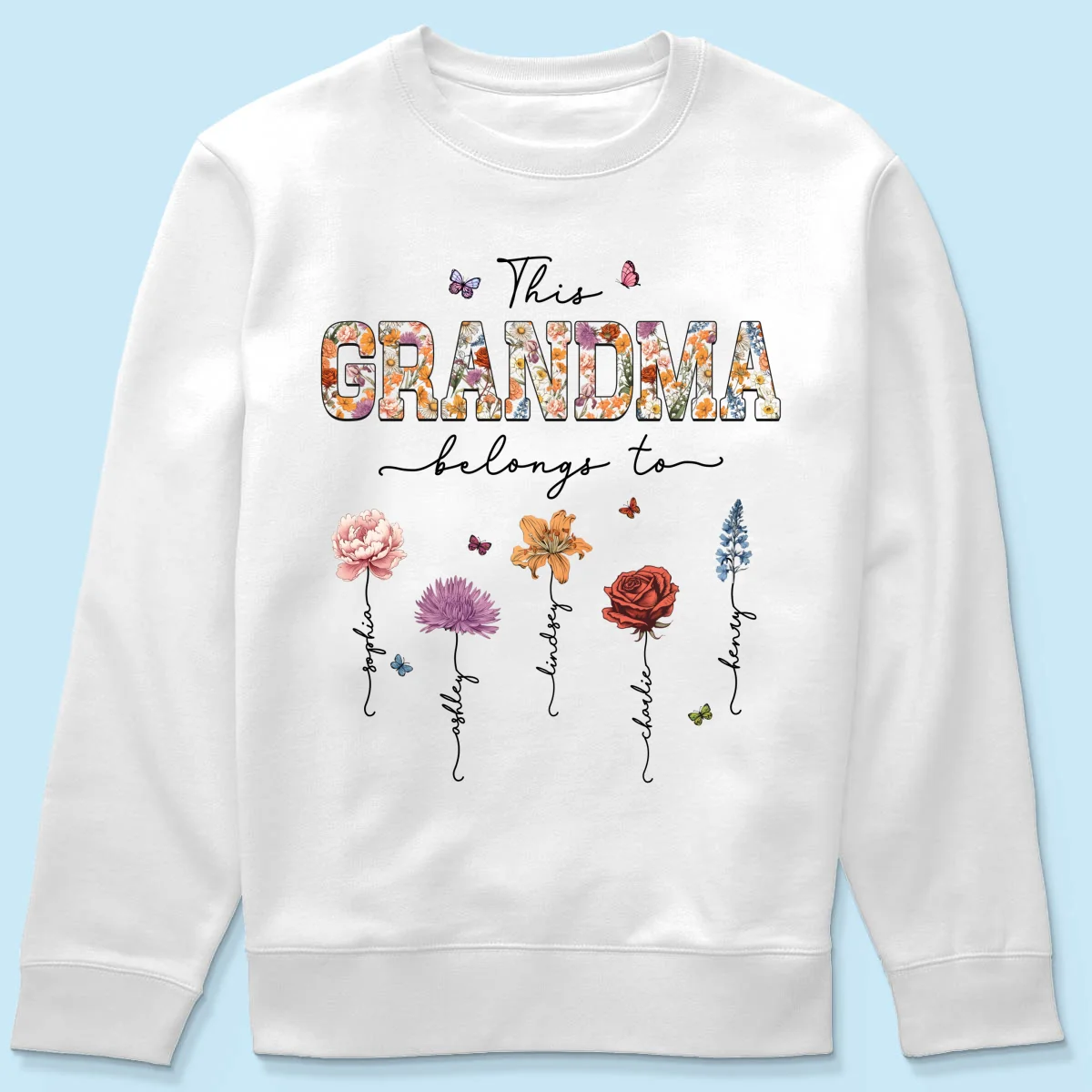 This Grandma Belongs To Vintage Birth Month Flowers Personalized Shirt - Image 19