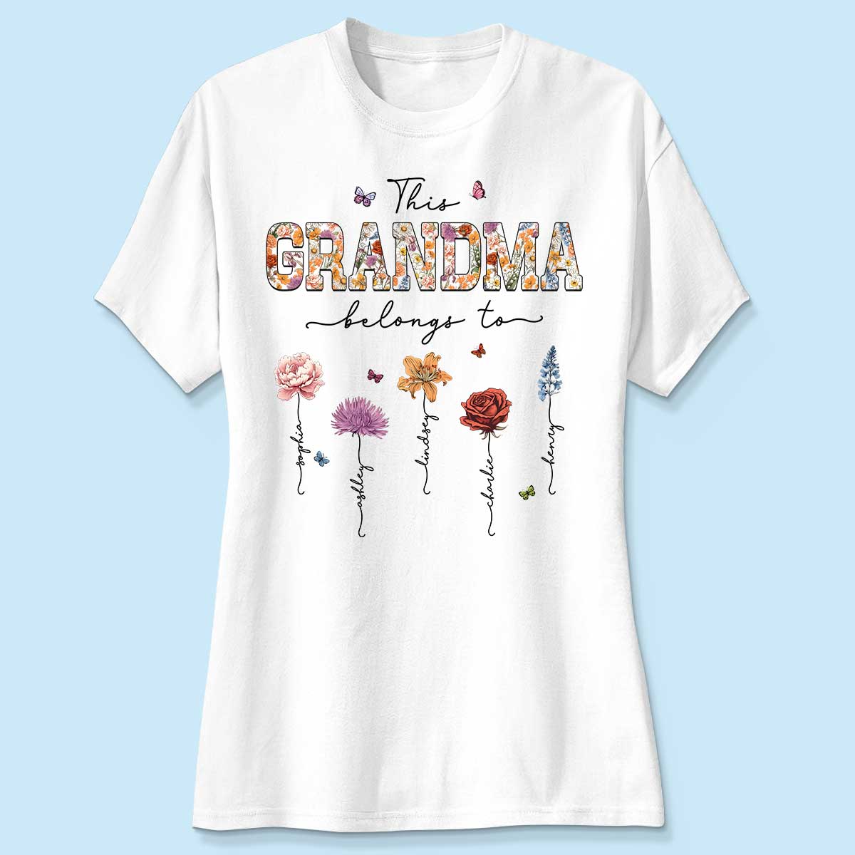 This Grandma Belongs To Vintage Birth Month Flowers Personalized Shirt - Image 4