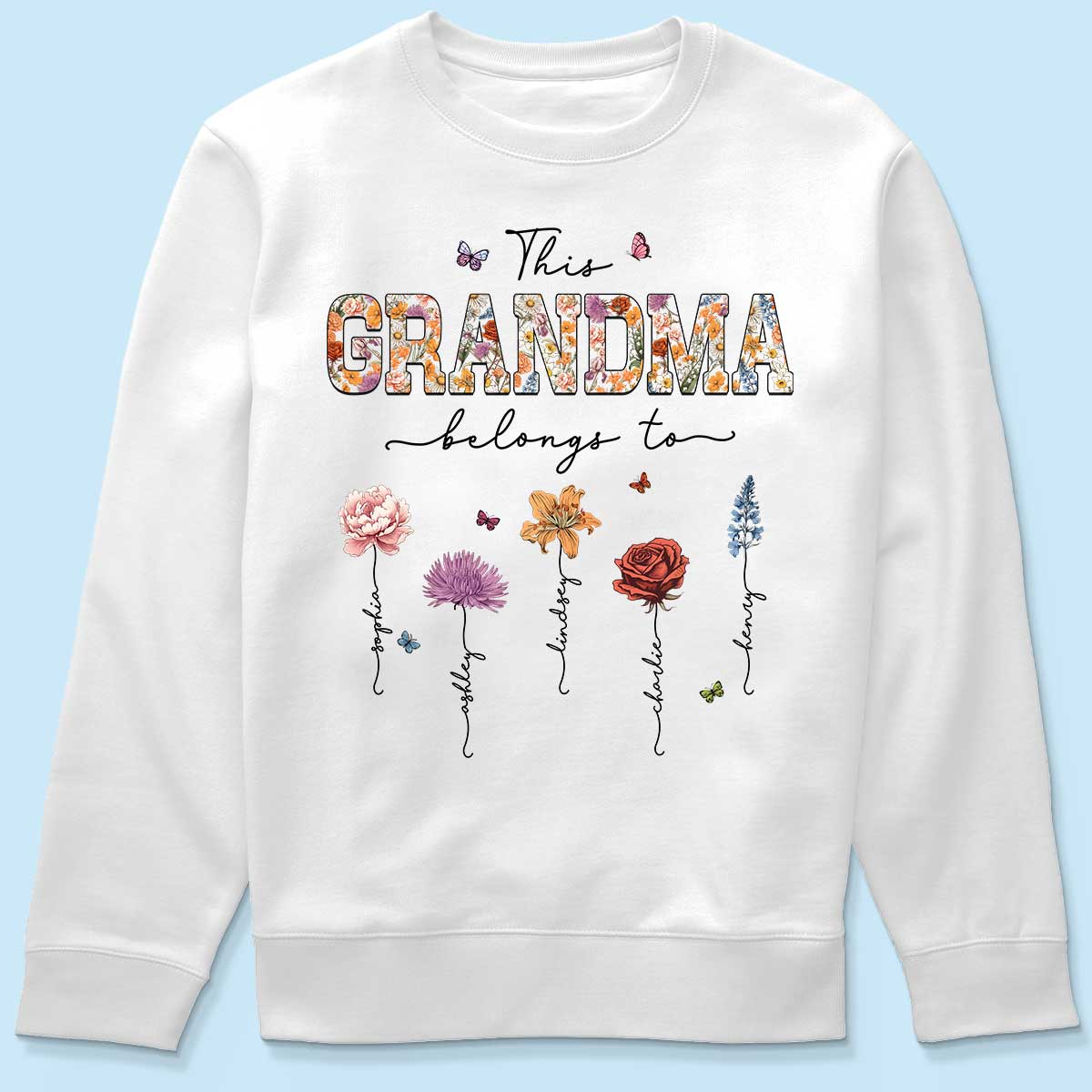 This Grandma Belongs To Vintage Birth Month Flowers Personalized Shirt - Image 6