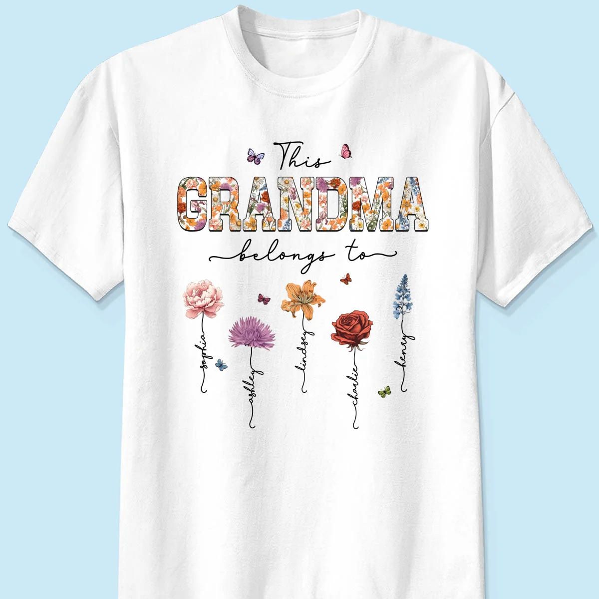 This Grandma Belongs To Vintage Birth Month Flowers Personalized Shirt - Image 7