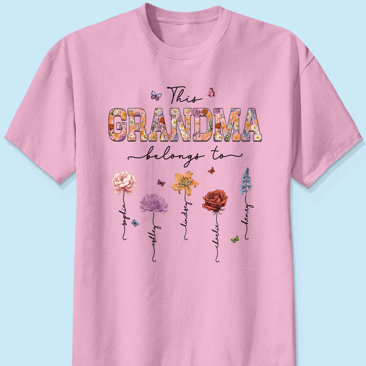 This Grandma Belongs To Vintage Birth Month Flowers Personalized Shirt - Image 9