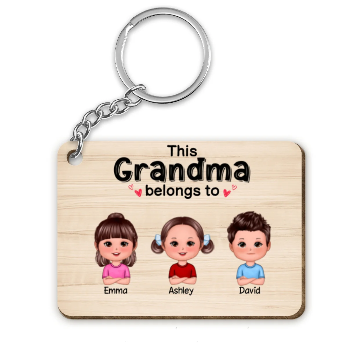 This Grandma Grandpa Dad Mom Belongs To Doll Kids Personalized Wooden Keychain - Image 4
