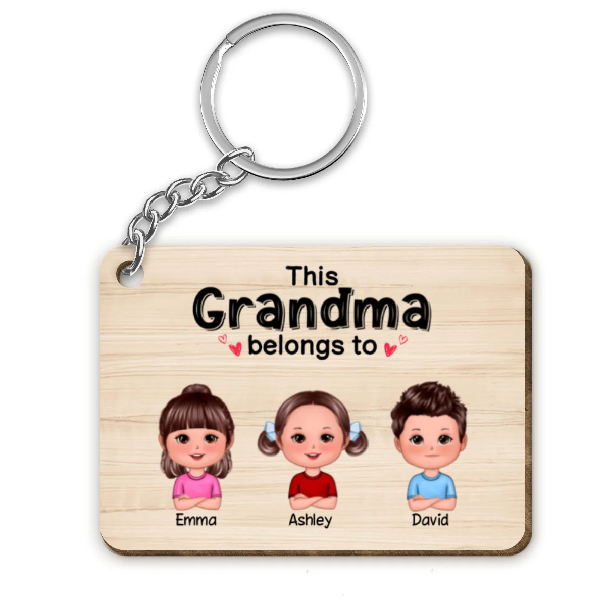 This Grandma Grandpa Dad Mom Belongs To Doll Kids Personalized Wooden Keychain - Image 4