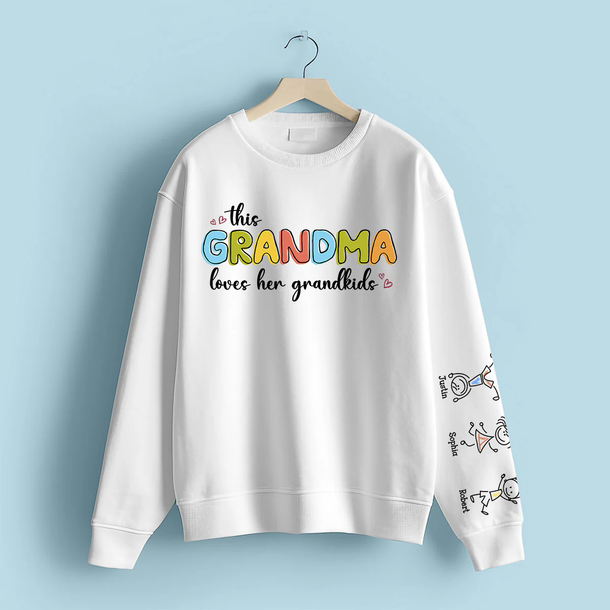 This Grandma Loves Her Grandkids Funny Cartoon Kids Personalized Sleeve Printed Sweatshirt, Gift For Mom, Grandma - Image 2