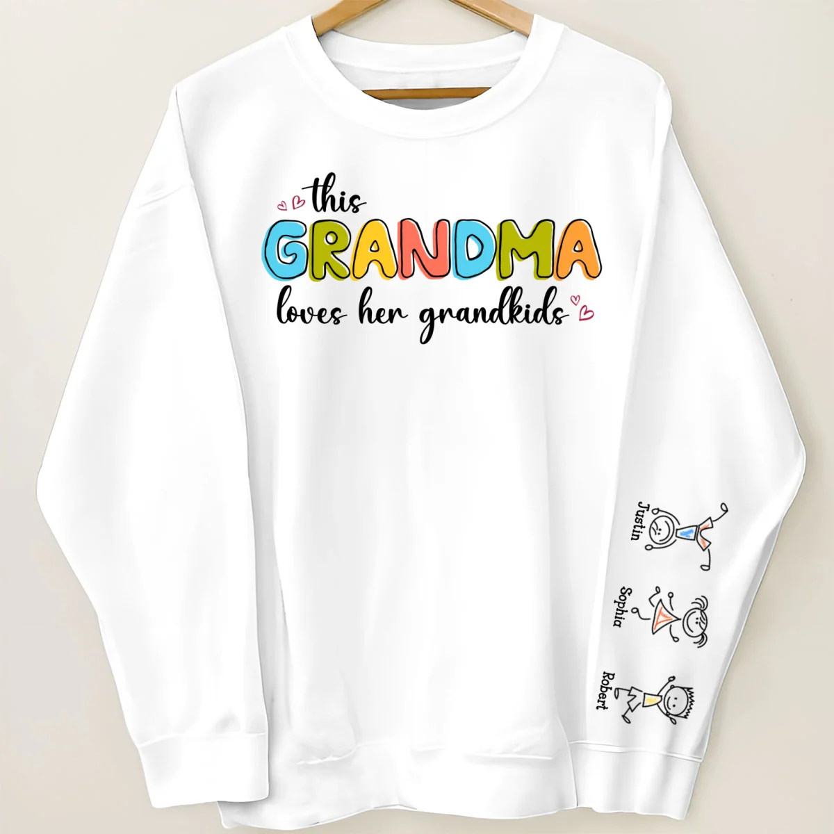 This Grandma Loves Her Grandkids Funny Cartoon Kids Personalized Sleeve Printed Sweatshirt, Gift For Mom, Grandma - Image 7