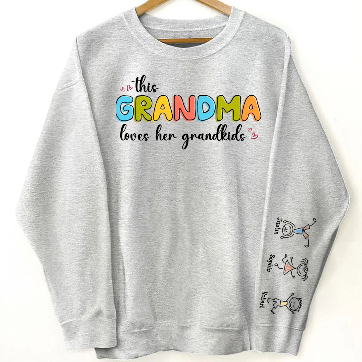This Grandma Loves Her Grandkids Funny Cartoon Kids Personalized Sleeve Printed Sweatshirt, Gift For Mom, Grandma - Image 8
