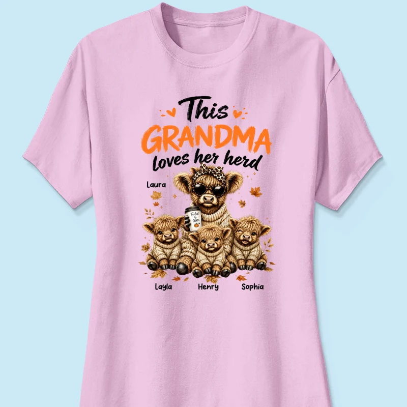 This Grandma Loves Her Herd Fall Season - Personalized Light Color Shirt - Cozy Autumn Tee for Grandma - Image 17
