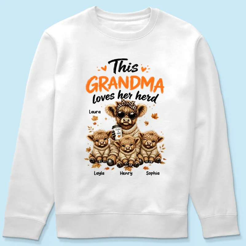 This Grandma Loves Her Herd Fall Season - Personalized Light Color Shirt - Cozy Autumn Tee for Grandma - Image 19