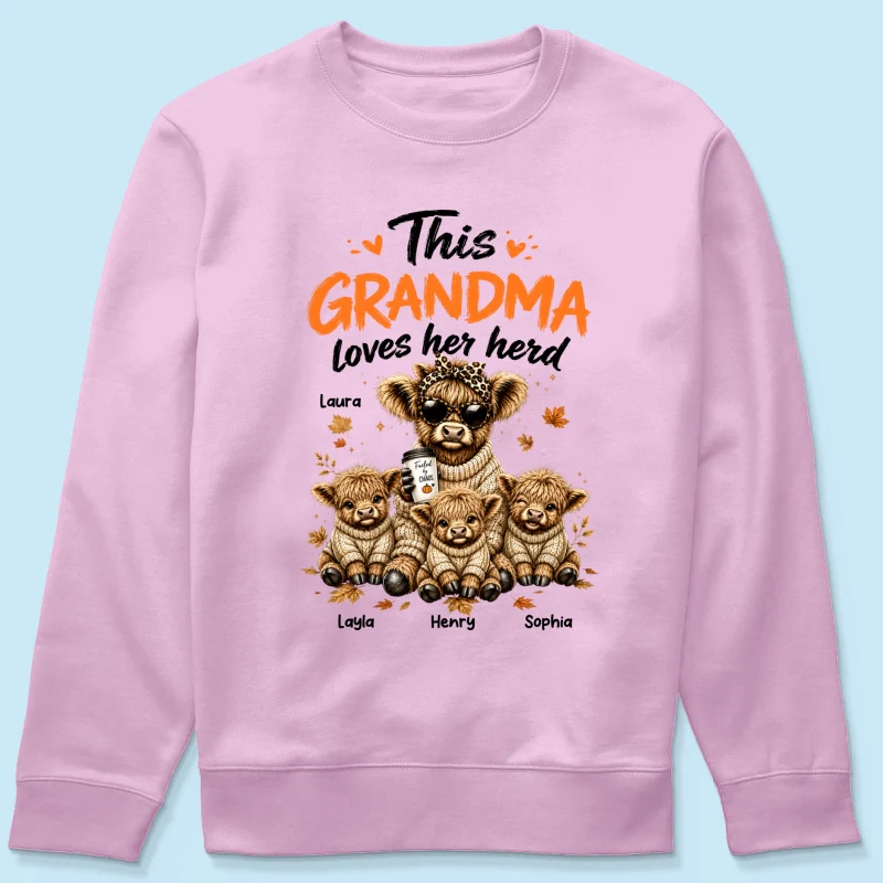 This Grandma Loves Her Herd Fall Season - Personalized Light Color Shirt - Cozy Autumn Tee for Grandma - Image 21