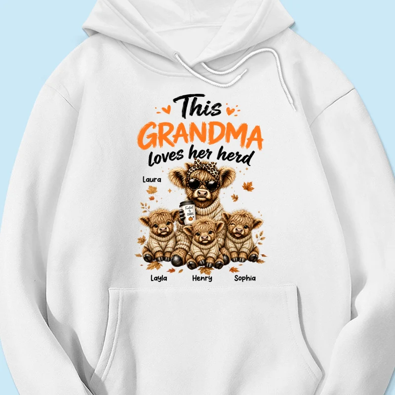 This Grandma Loves Her Herd Fall Season - Personalized Light Color Shirt - Cozy Autumn Tee for Grandma - Image 23