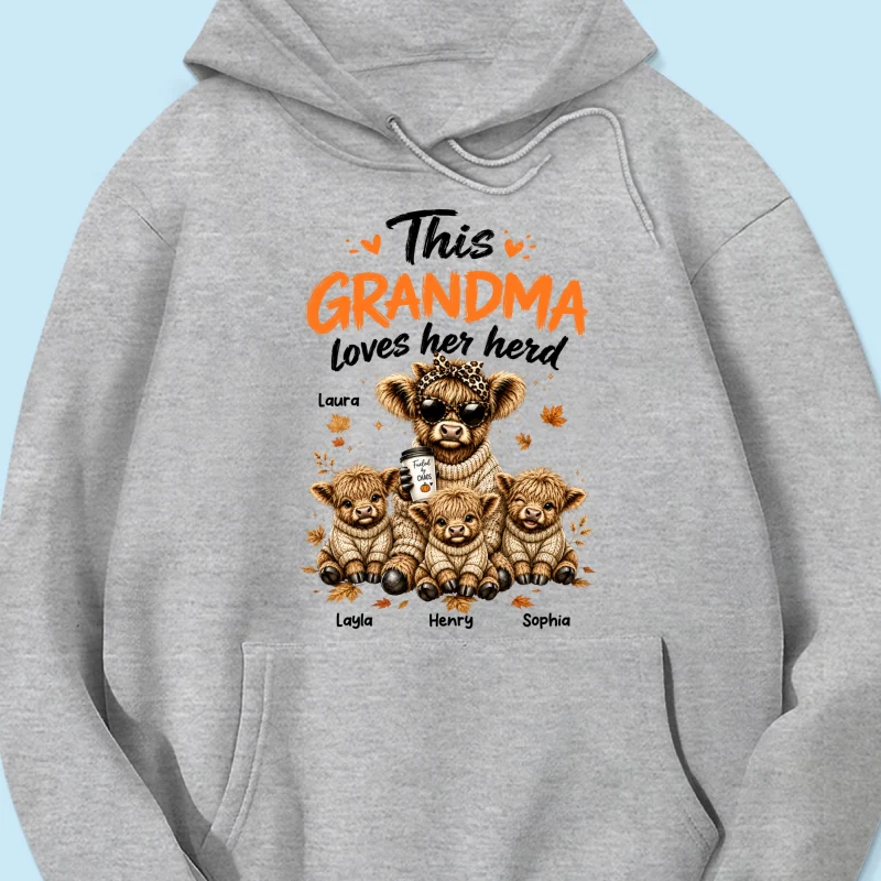 This Grandma Loves Her Herd Fall Season - Personalized Light Color Shirt - Cozy Autumn Tee for Grandma - Image 24