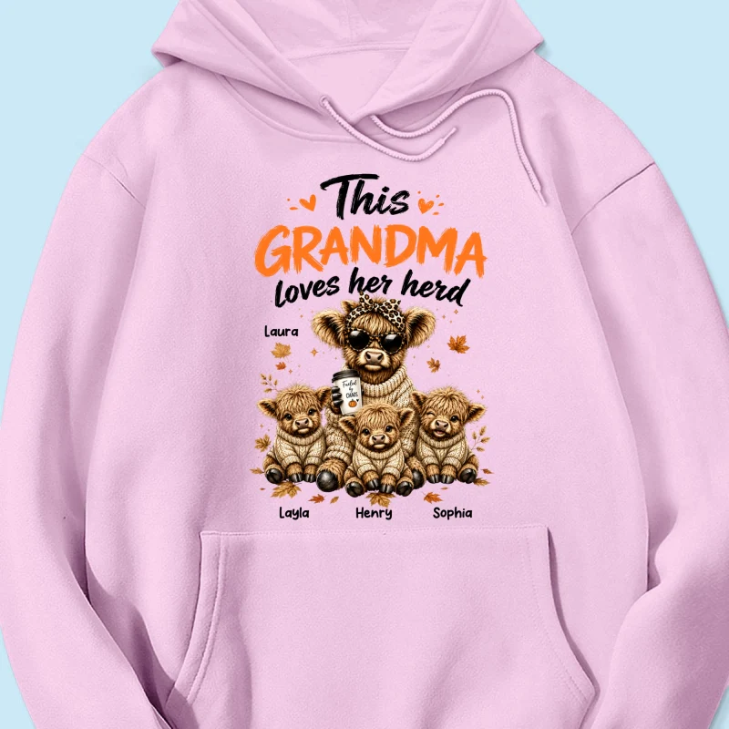 This Grandma Loves Her Herd Fall Season - Personalized Light Color Shirt - Cozy Autumn Tee for Grandma - Image 25