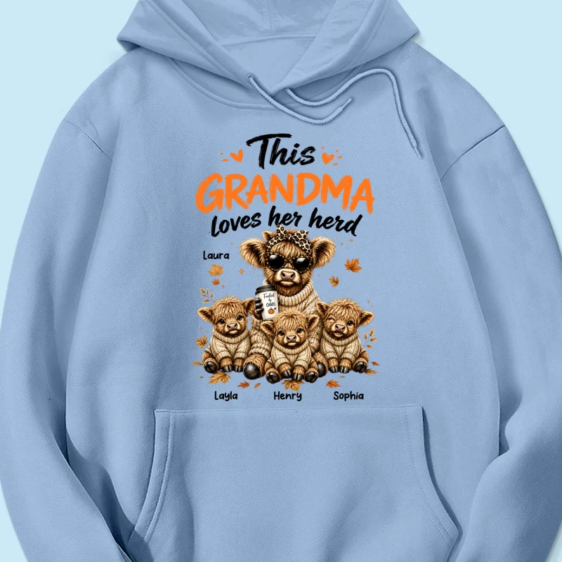 This Grandma Loves Her Herd Fall Season - Personalized Light Color Shirt - Cozy Autumn Tee for Grandma - Image 26