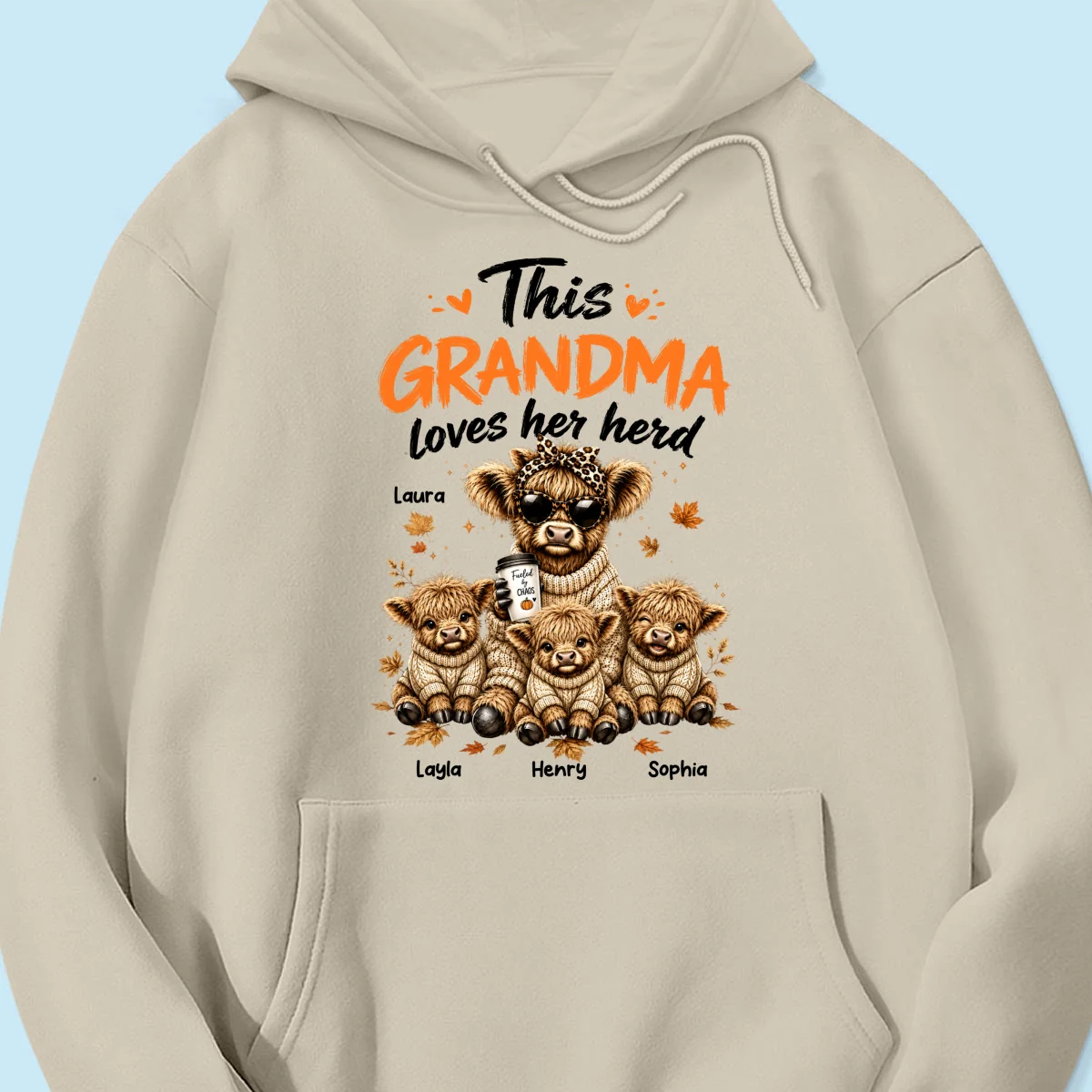 This Grandma Loves Her Herd Fall Season - Personalized Light Color Shirt - Cozy Autumn Tee for Grandma - Image 27