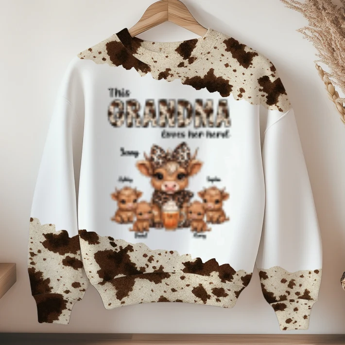 This Grandma Loves Her Herd Personalized 3D Printed Sweatshirt, Cozy Fall Gift for Mom, Grandma - Image 10