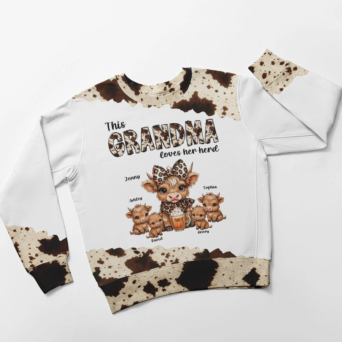 This Grandma Loves Her Herd Personalized 3D Printed Sweatshirt, Cozy Fall Gift for Mom, Grandma - Image 7