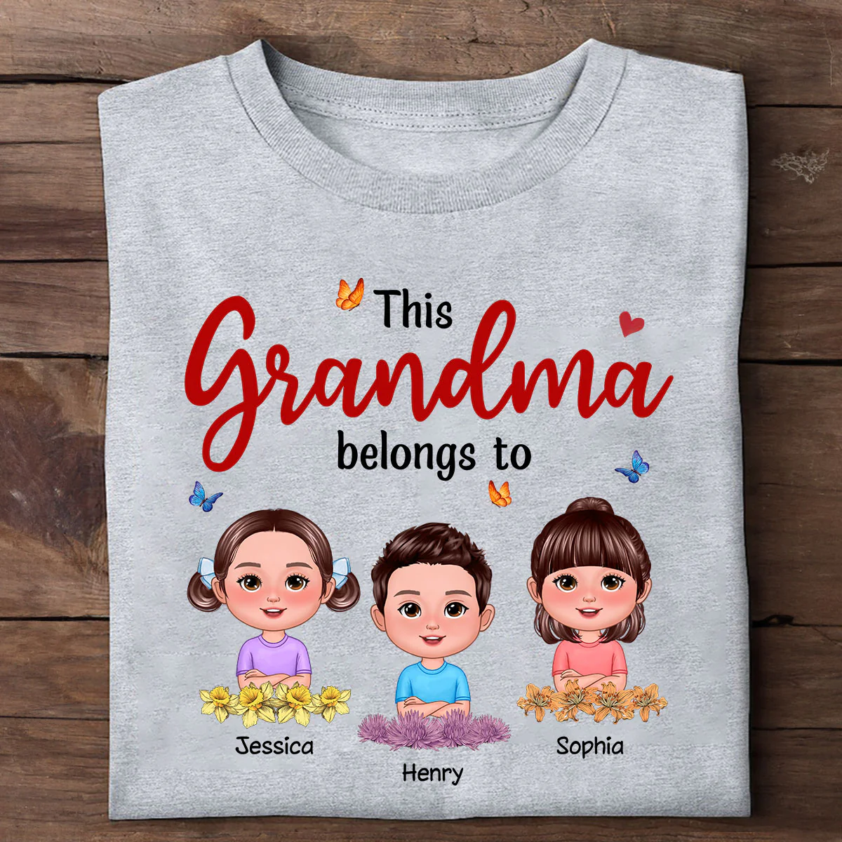 This Grandma Mom Belongs To Birth Month Flowers Cute Kids Personalized Shirt, Gift for Moms, for Grandmas - Image 3