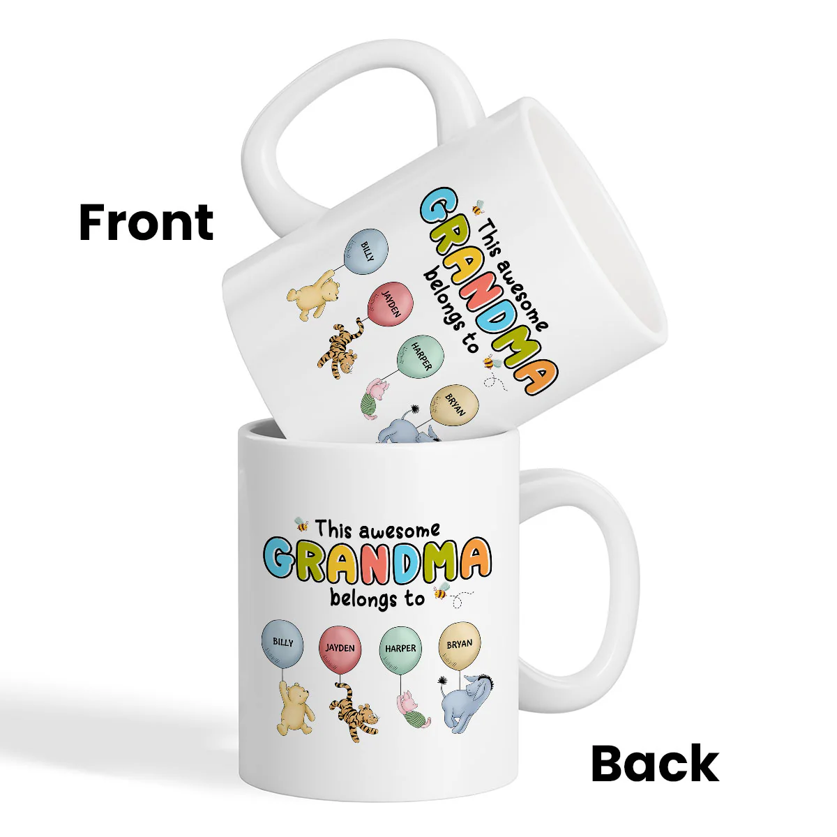 This Grandma Mom Belongs To Cute Characters Personalized Mug - Image 2
