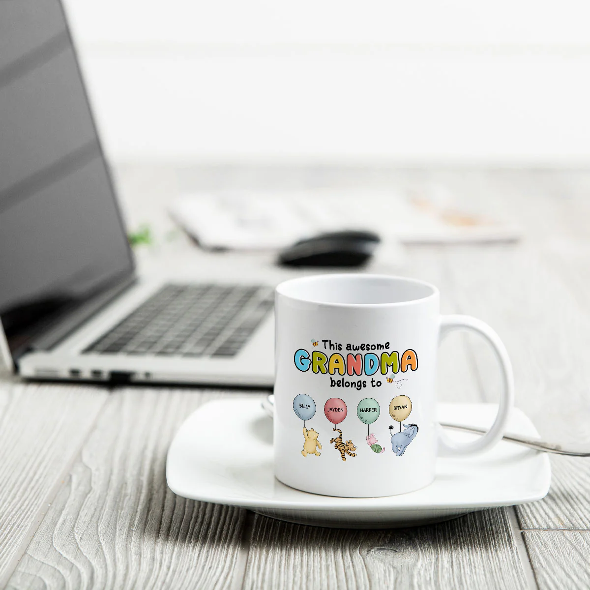 This Grandma Mom Belongs To Cute Characters Personalized Mug - Image 3