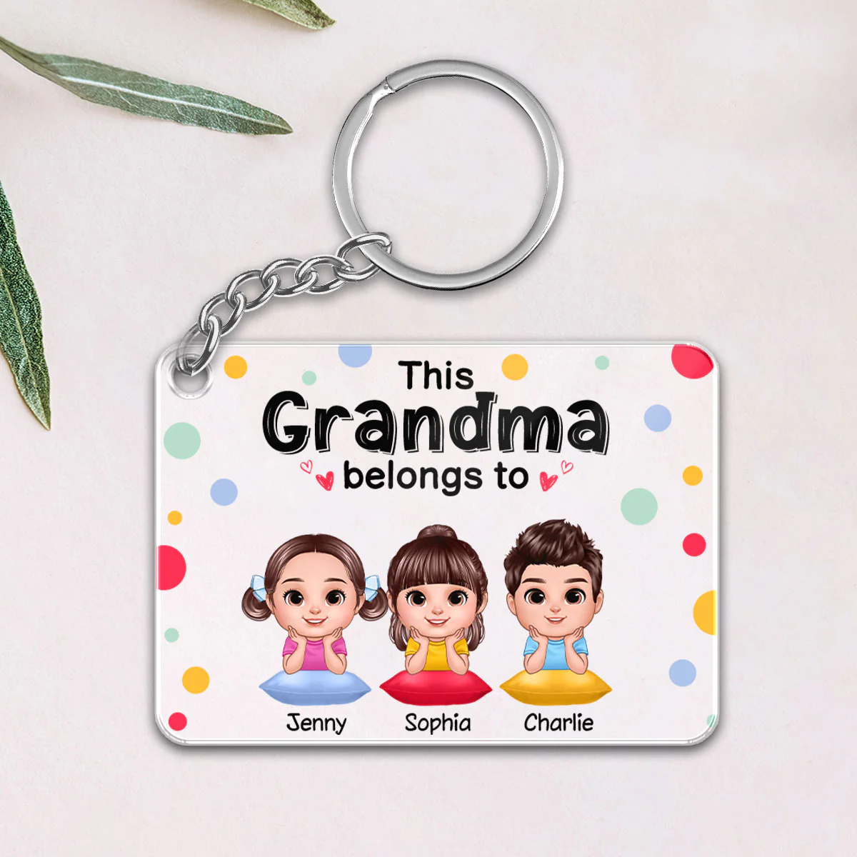 This Grandma Mom Belongs To Cute Doll Kids Personalized Acrylic Keychain