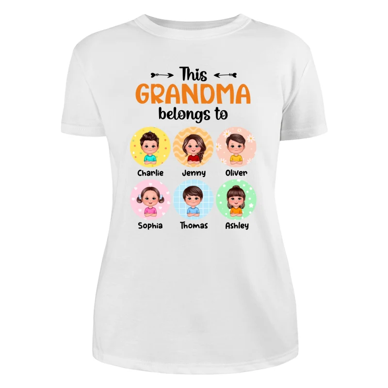 This Grandma Mom Belongs To Doll Kids Pattern Circles Personalized Shirt - Image 9