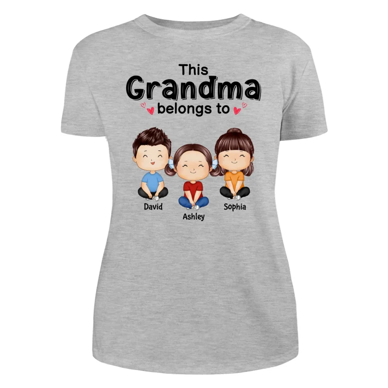 This Grandma Mom Belongs To Doll Kids Watercolor Styles Sitting Personalized Shirt - Image 10