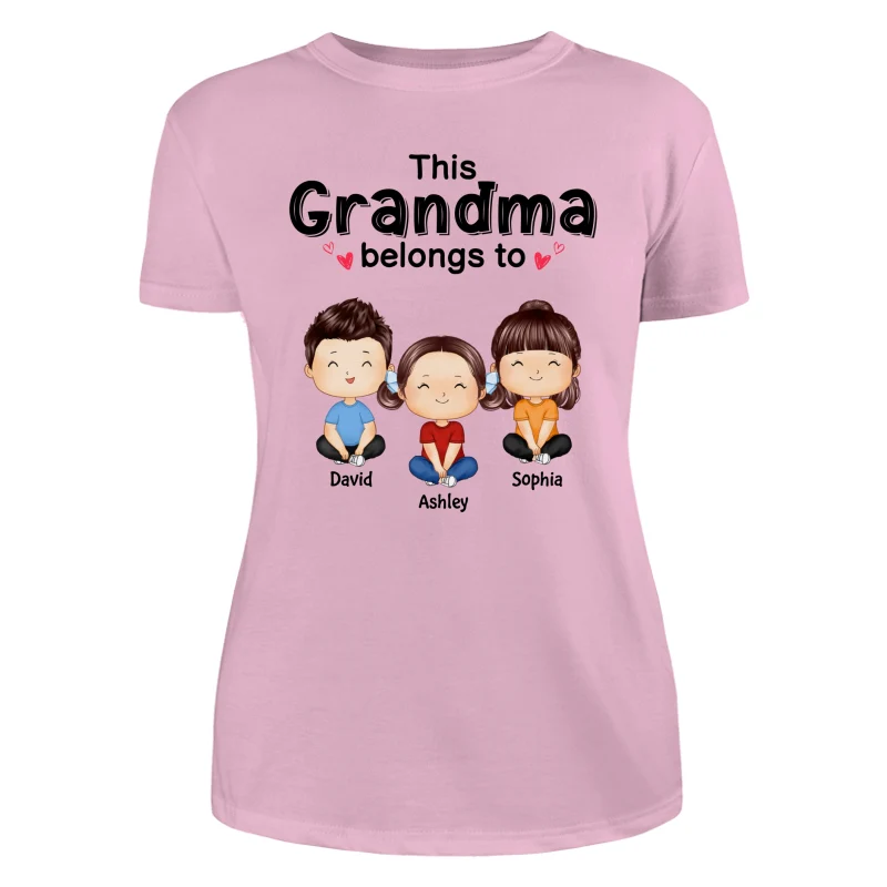 This Grandma Mom Belongs To Doll Kids Watercolor Styles Sitting Personalized Shirt - Image 11