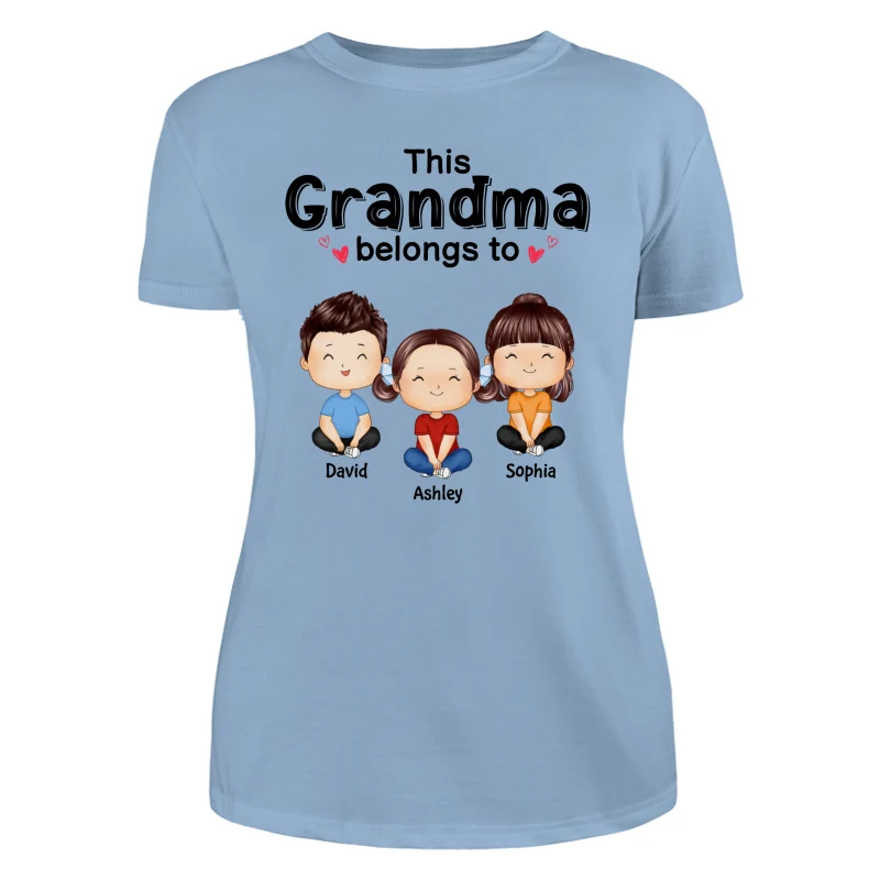 This Grandma Mom Belongs To Doll Kids Watercolor Styles Sitting Personalized Shirt - Image 12