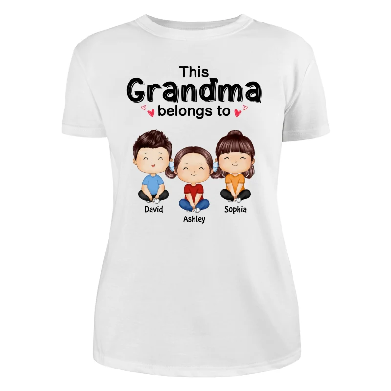 This Grandma Mom Belongs To Doll Kids Watercolor Styles Sitting Personalized Shirt - Image 9