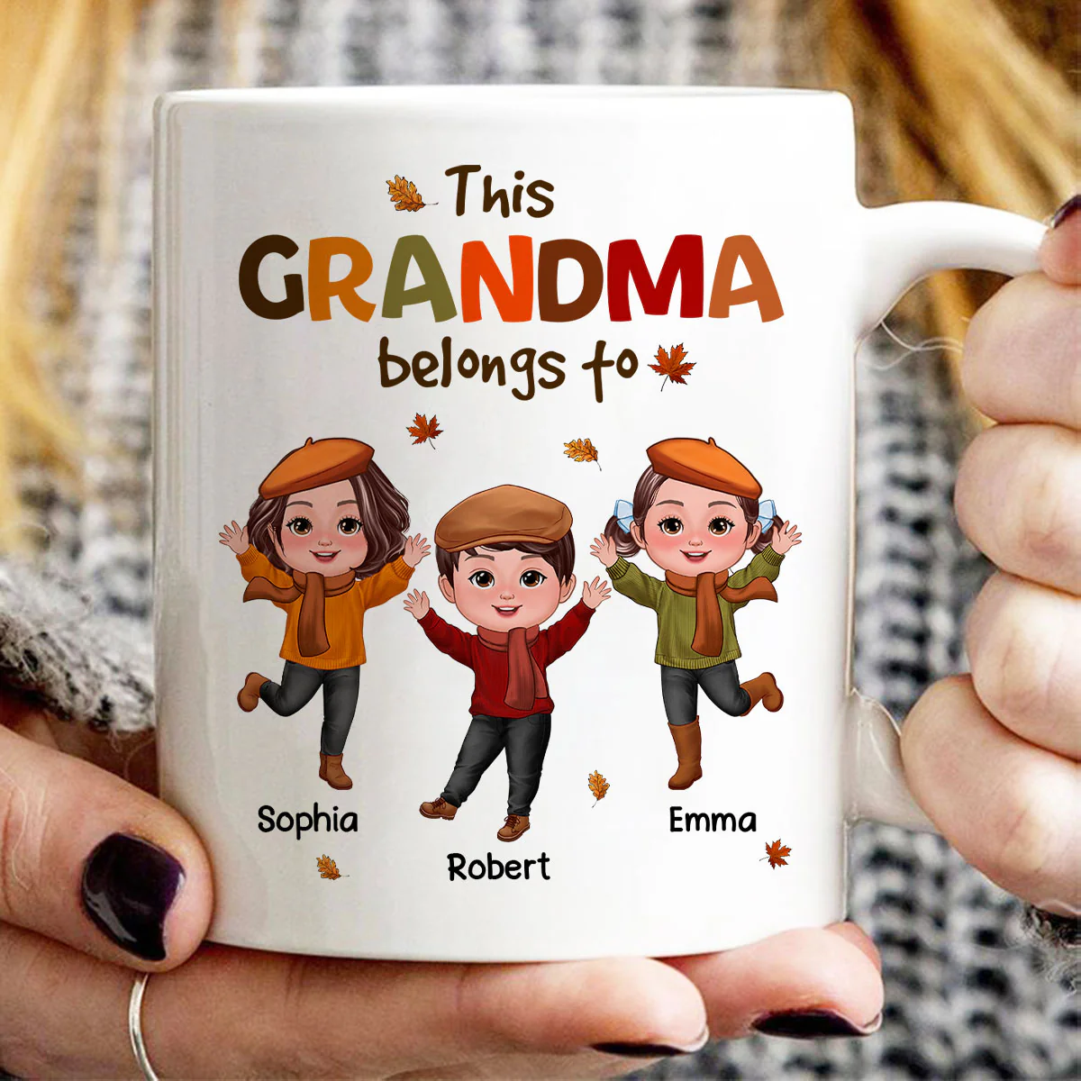 This Grandma Mom Belongs To Fall Season Personalized Mug - Image 3