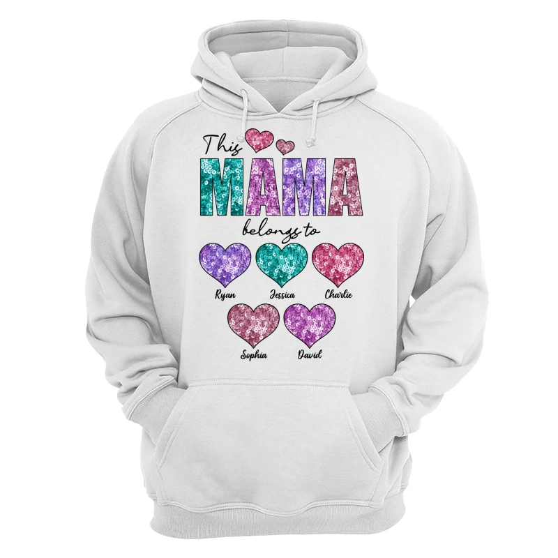 This Grandma Mom Belongs To Faux Sequin Hearts Personalized Shirt - Image 13
