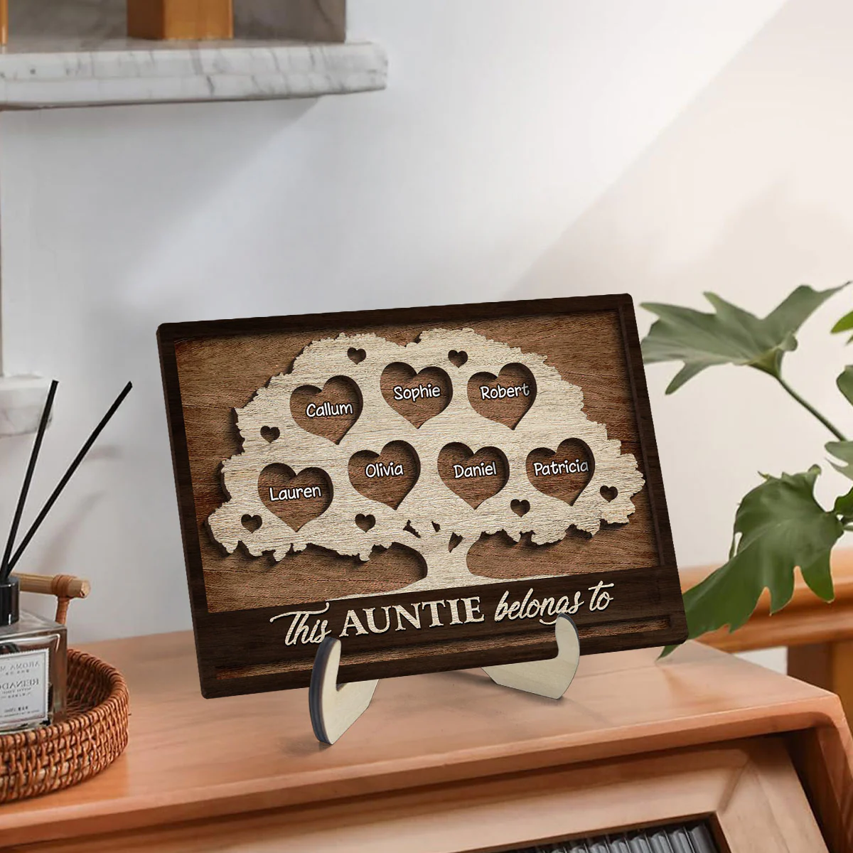 This Grandma Mom Belongs To Heart Tree Personalized 2-Layered Wooden Plaque, Heartfelt Mother's Day gift - Image 6