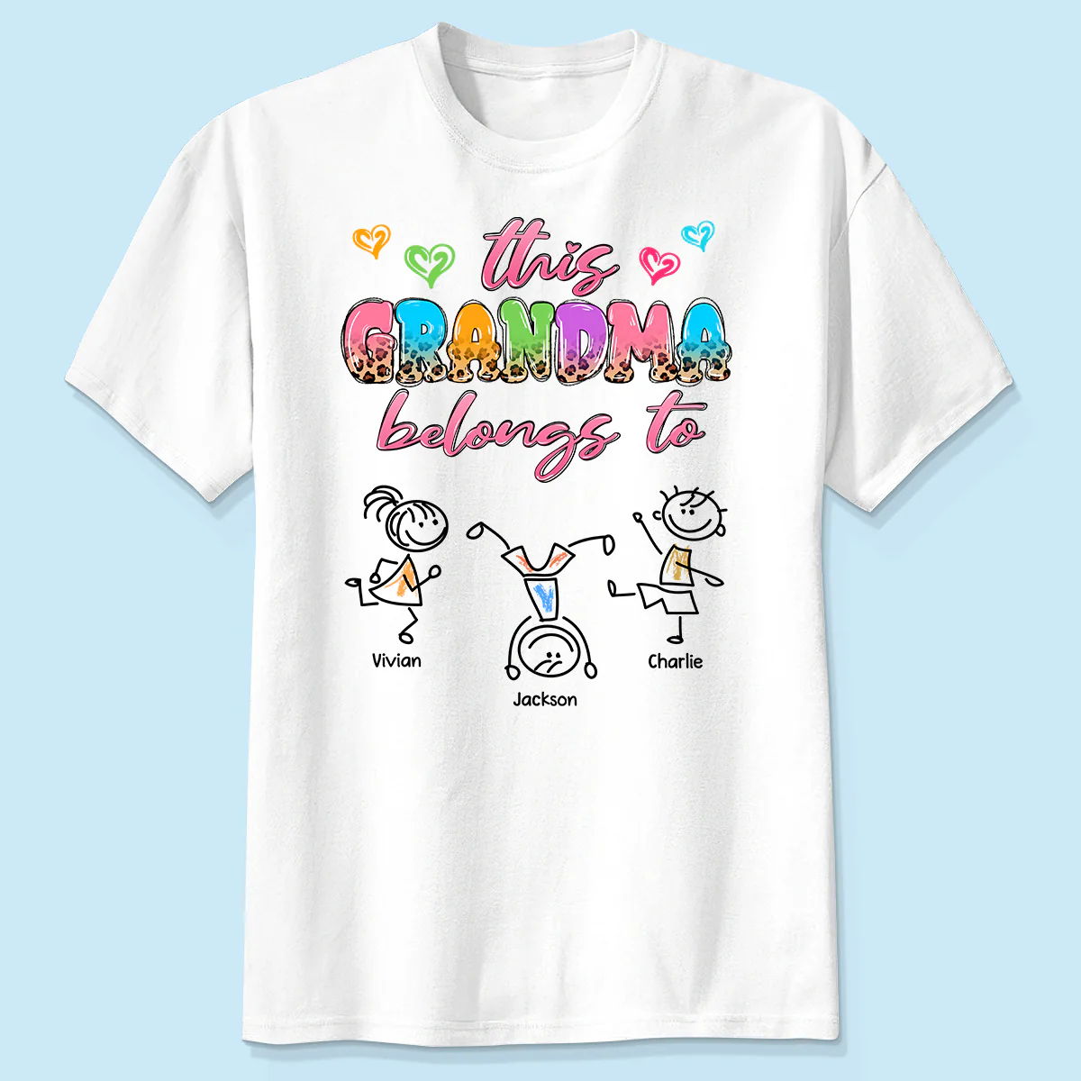 This Grandma Mom Colorful Half Leopard Drawing Personalized Shirt