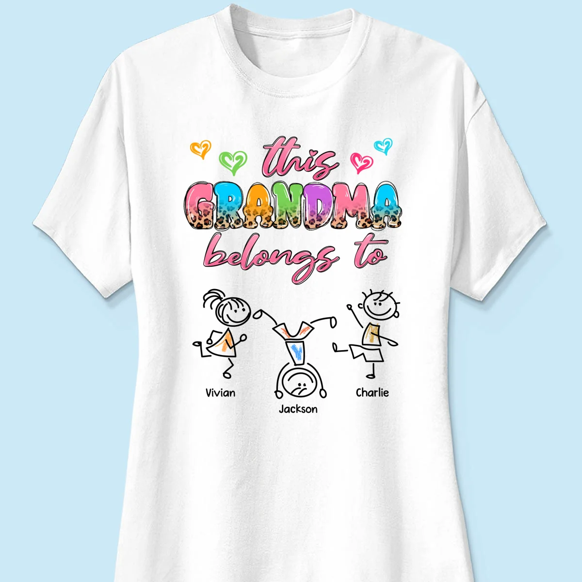 This Grandma Mom Colorful Half Leopard Drawing Personalized Shirt - Image 11