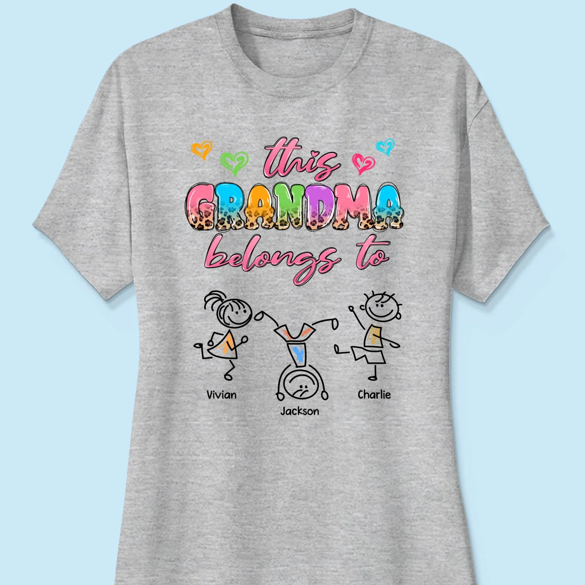 This Grandma Mom Colorful Half Leopard Drawing Personalized Shirt - Image 12