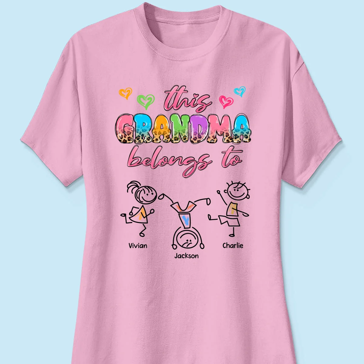 This Grandma Mom Colorful Half Leopard Drawing Personalized Shirt - Image 13