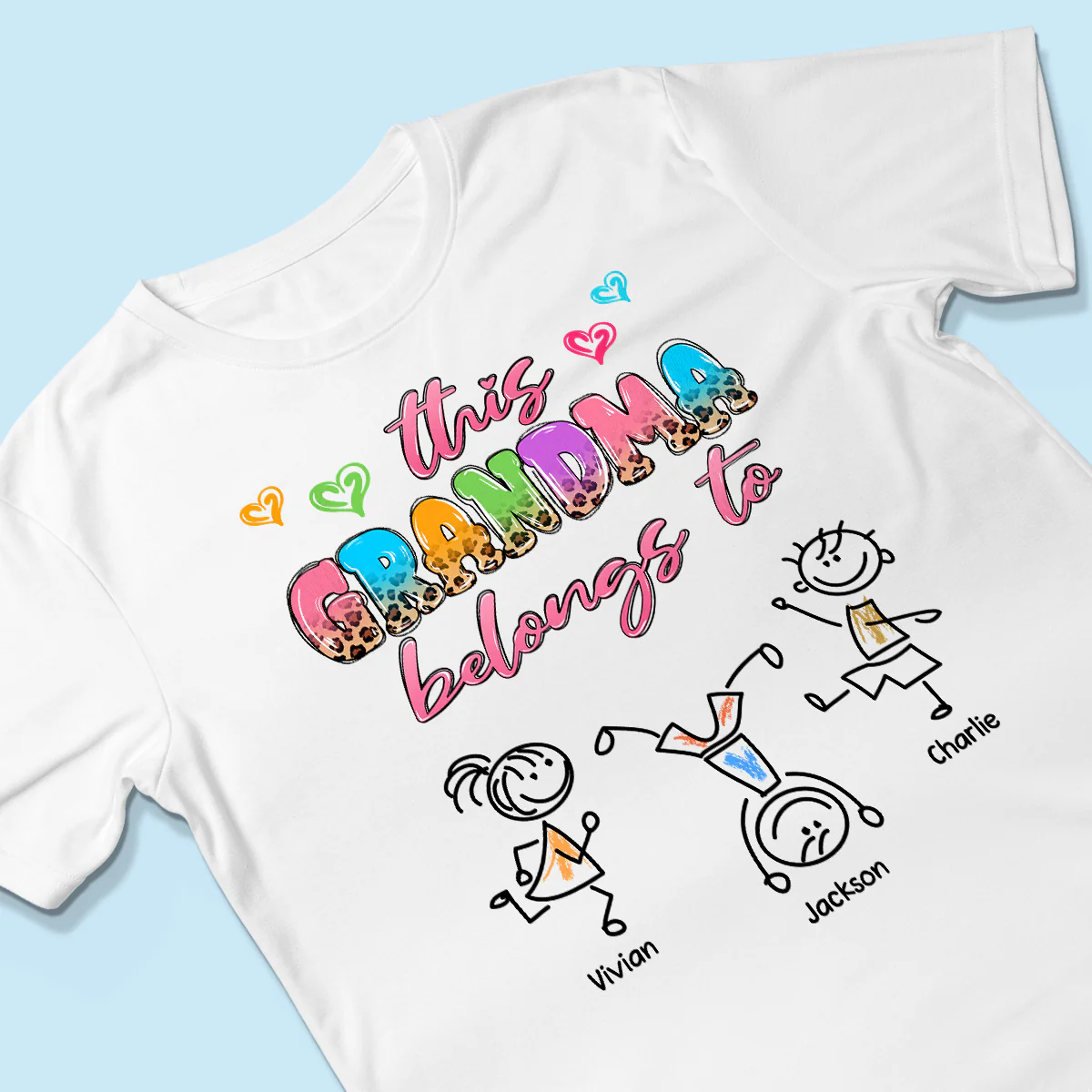 This Grandma Mom Colorful Half Leopard Drawing Personalized Shirt - Image 3