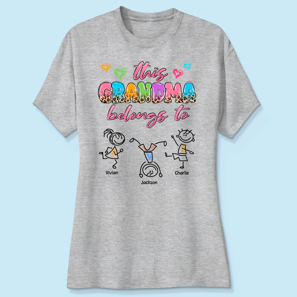 This Grandma Mom Colorful Half Leopard Drawing Personalized Shirt - Image 4