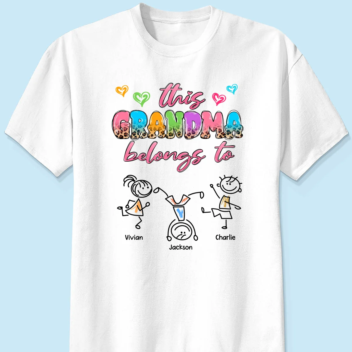 This Grandma Mom Colorful Half Leopard Drawing Personalized Shirt - Image 7