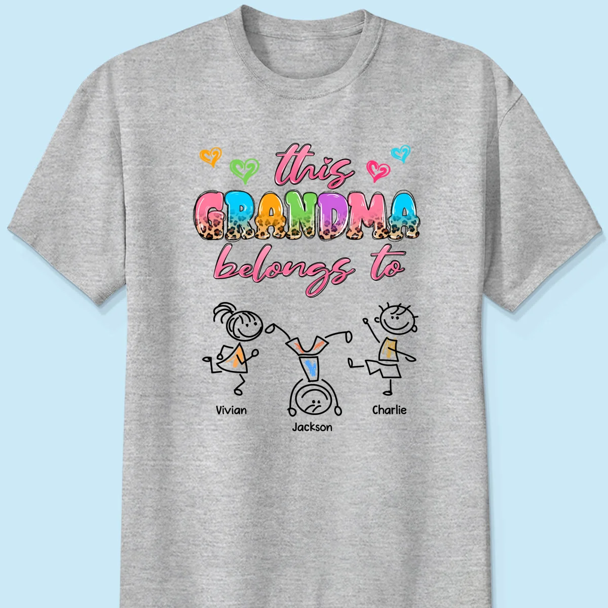 This Grandma Mom Colorful Half Leopard Drawing Personalized Shirt - Image 8