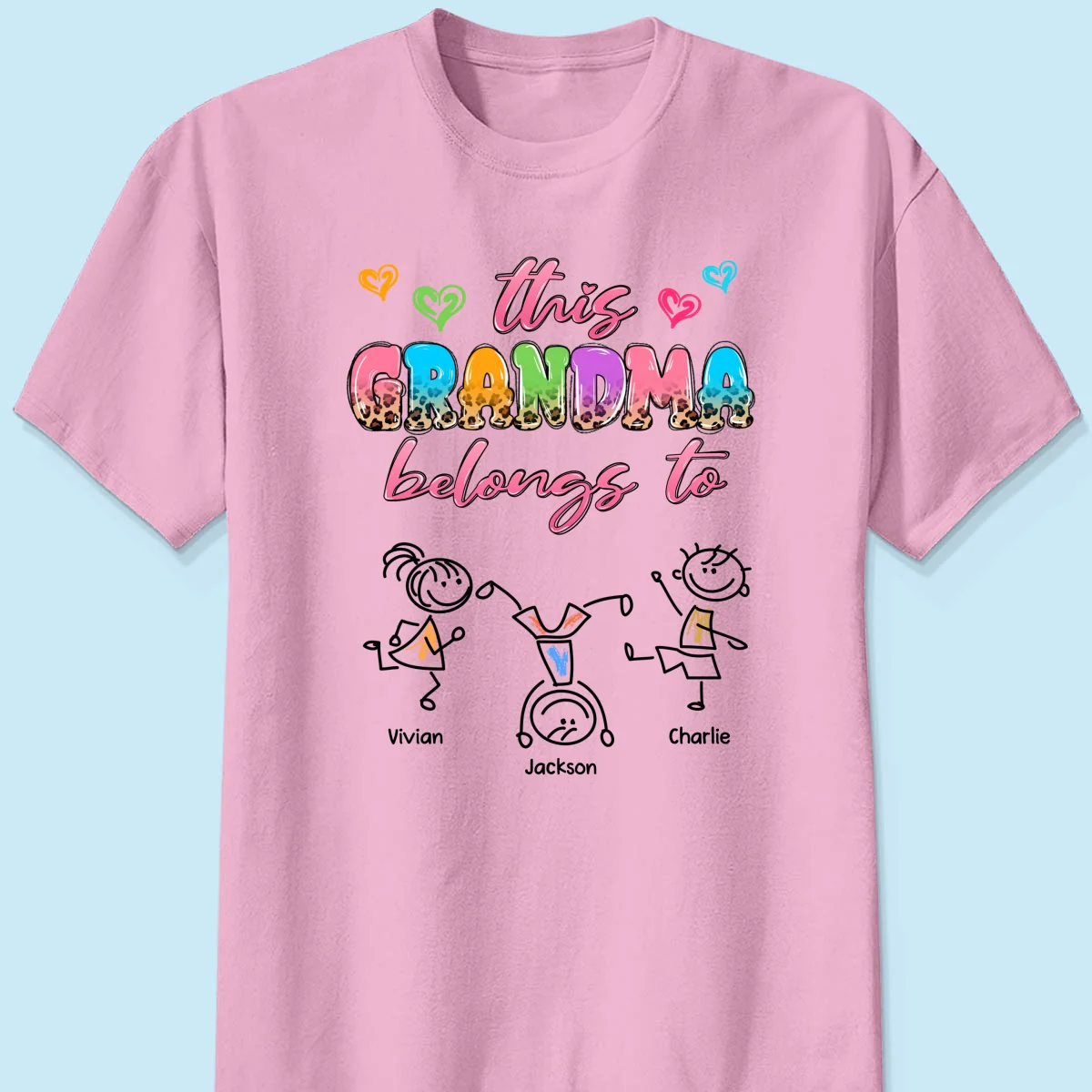 This Grandma Mom Colorful Half Leopard Drawing Personalized Shirt - Image 9