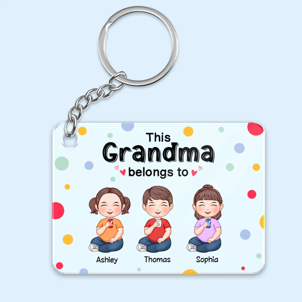 This Grandma Mom Dad Grandpa Belongs To Cute Sitting Doll Kids Personalized Acrylic Keychain