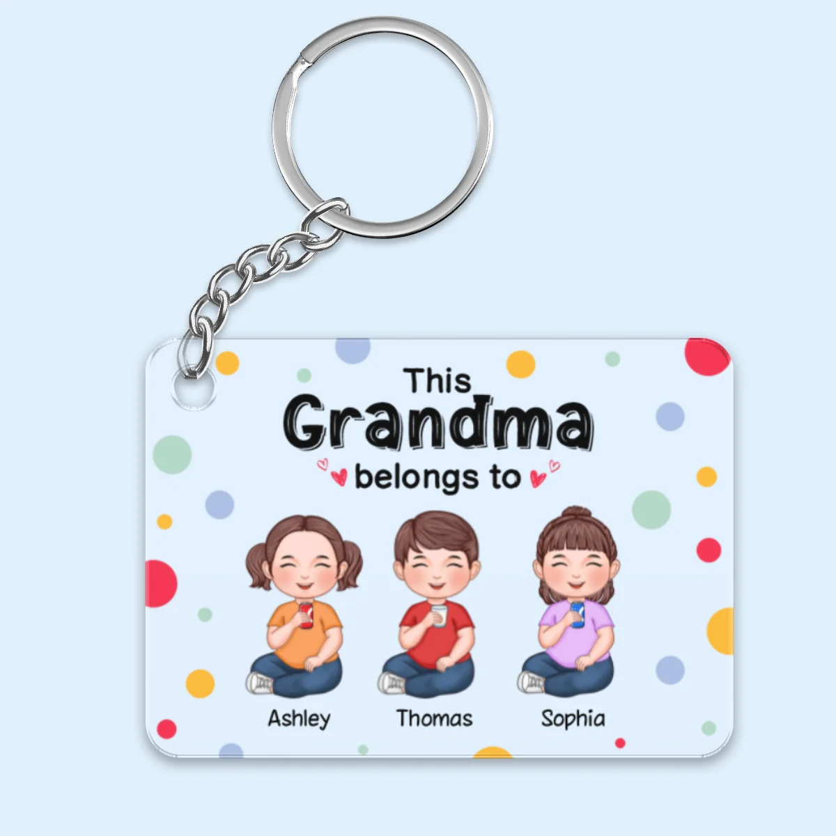 This Grandma Mom Dad Grandpa Belongs To Cute Sitting Doll Kids Personalized Acrylic Keychain - Image 4