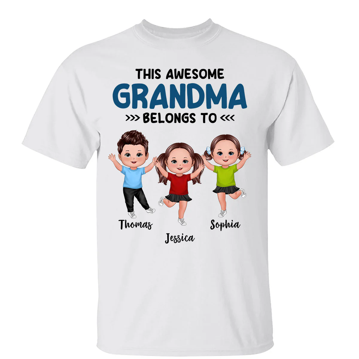 This Grandma Mom Dad Grandpa Belongs To Happy Kids Personalized Shirt