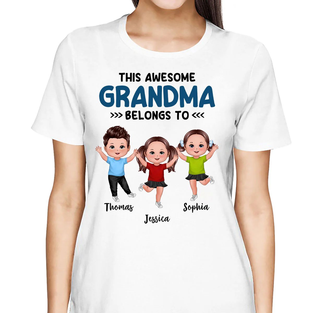 This Grandma Mom Dad Grandpa Belongs To Happy Kids Personalized Shirt - Image 2