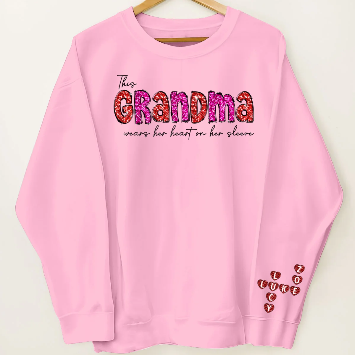 This Grandma Wears Heart On Her Sleeve Personalized Sleeve Printed Sweatshirt - Image 13