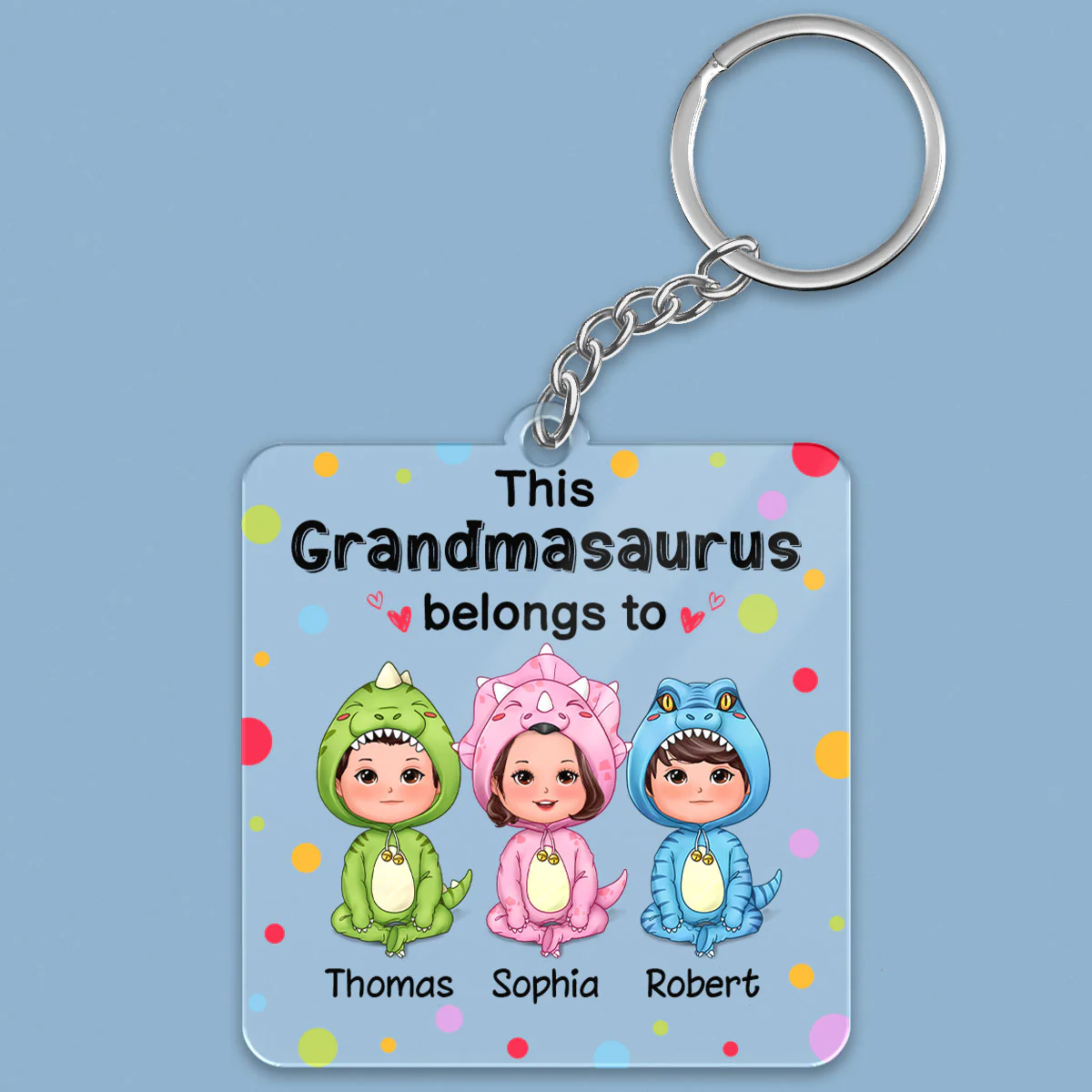 This Grandmasaurus Belongs To Dinosaur Doll Kids Gift For Grandma Mom Personalized Acrylic Keychain - Image 2