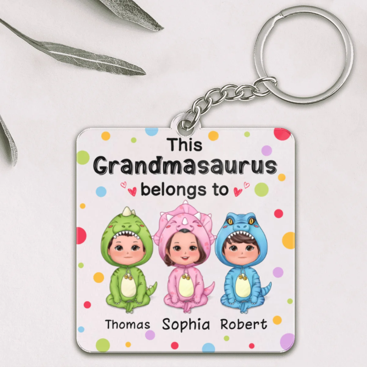 This Grandmasaurus Belongs To Dinosaur Doll Kids Gift For Grandma Mom Personalized Acrylic Keychain - Image 4