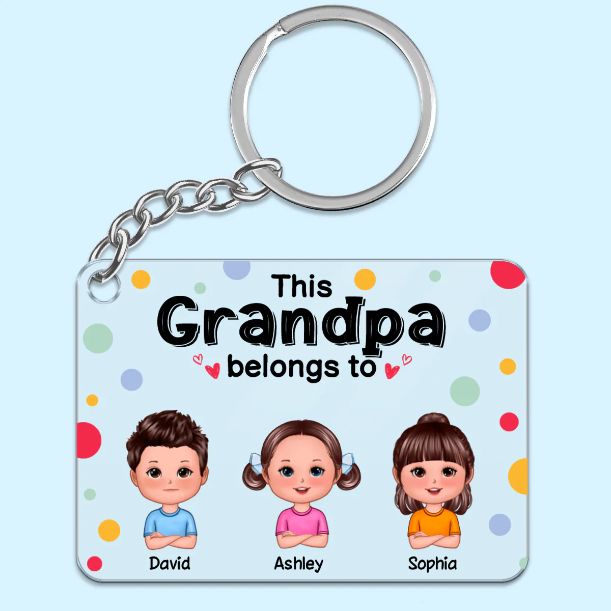 This Grandpa Dad Mom Grandma Belongs To Cute Doll Kids Personalized Acrylic Keychain - Image 2