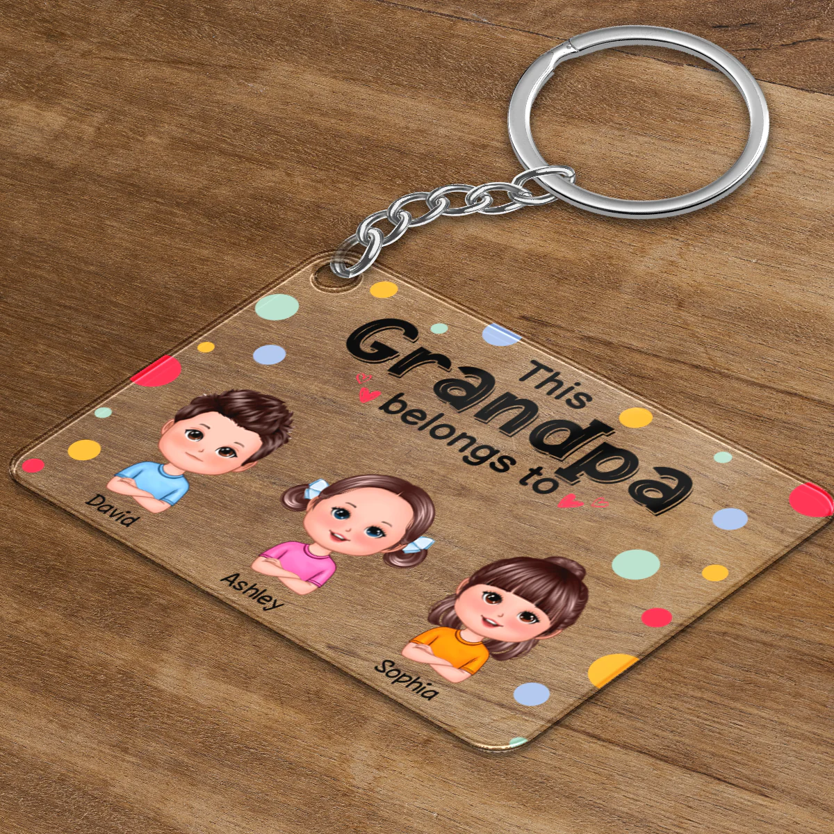 This Grandpa Dad Mom Grandma Belongs To Cute Doll Kids Personalized Acrylic Keychain - Image 3